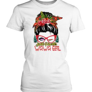 messy bun Santa favorites Wawa girl Christmas shirt