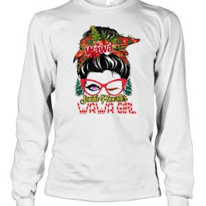 messy bun Santa favorites Wawa girl Christmas shirt 3