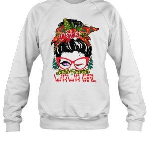 messy bun Santa favorites Wawa girl Christmas shirt 4