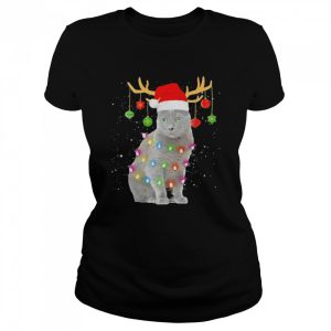 reindeer Nebelung Cat Santa Christmas Light Xmas Nebelung Sweater Shirt