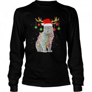 reindeer Nebelung Cat Santa Christmas Light Xmas Nebelung Sweater Shirt 3