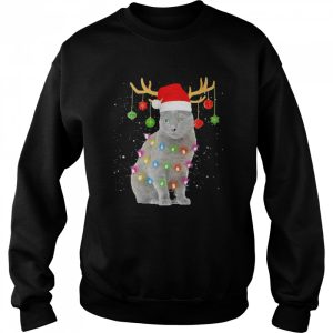 reindeer Nebelung Cat Santa Christmas Light Xmas Nebelung Sweater Shirt 4