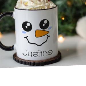 secret santa gift, snowman face mug