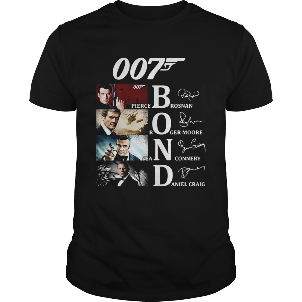 007 Pierce Brosnan Roger Moore Sean Connery Daniel Craig Signatures shirt 007 Pierce Brosnan Roger Moore Sean Connery Daniel Craig Signatures shirt