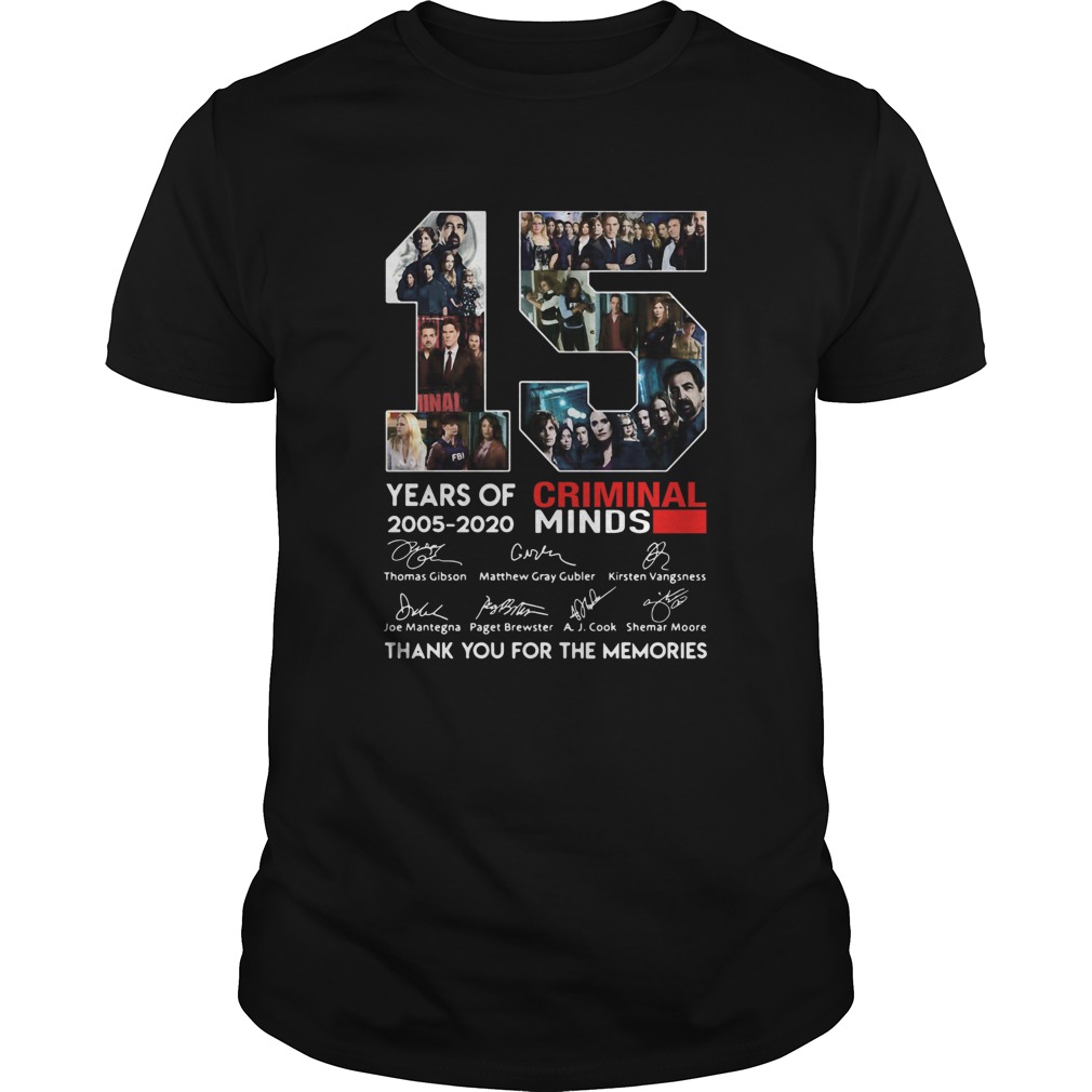 15 Years Of 2005 2020 Criminal Minds Thank You For The Memories Signatures shirt 15 Years Of 2005 2020 Criminal Minds Thank You For The Memories Signatures shirt