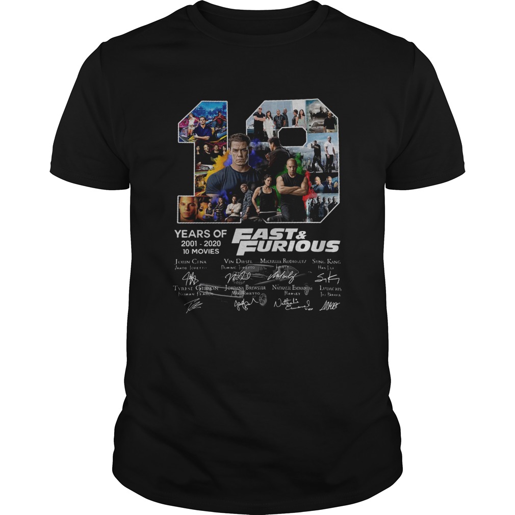 19 Years Of FastFurious 20012020 10 Movies shirt 19 Years Of FastFurious 20012020 10 Movies shirt