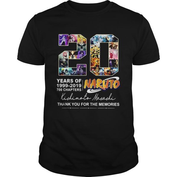 20 Years of Naruto 1999 2019 700 chapters thank you for the memories shirt