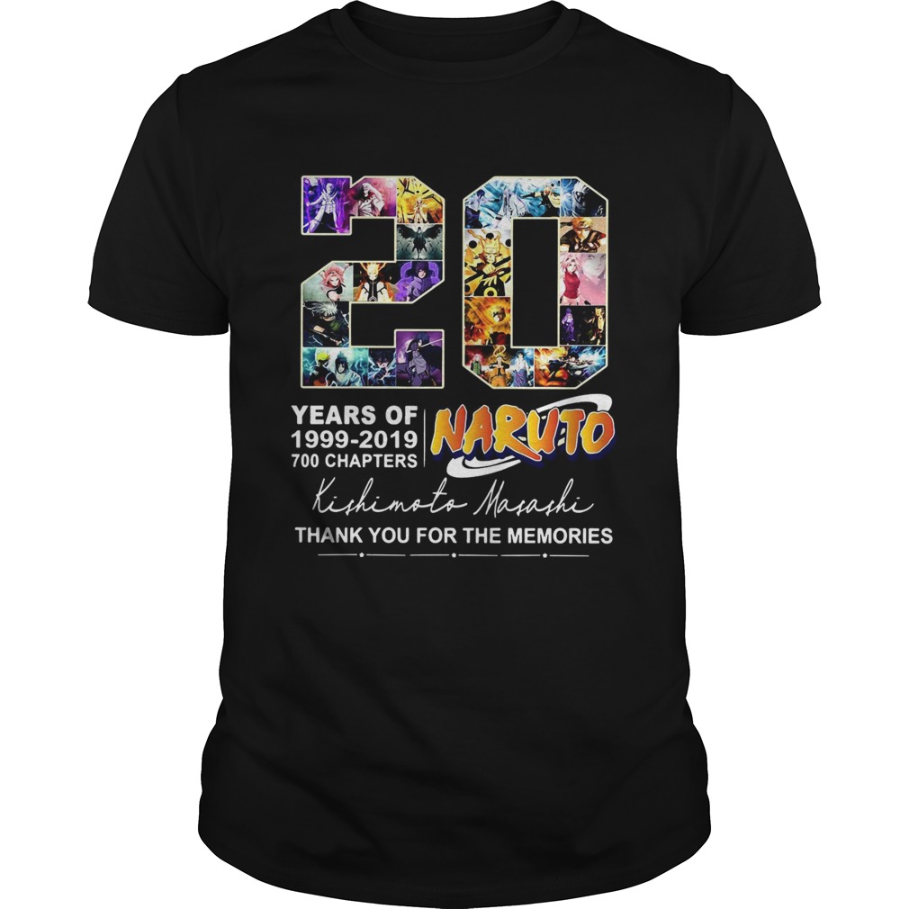 20 Years of Naruto 1999 2019 700 chapters thank you for the memories shirt 20 Years of Naruto 1999 2019 700 chapters thank you for the memories shirt