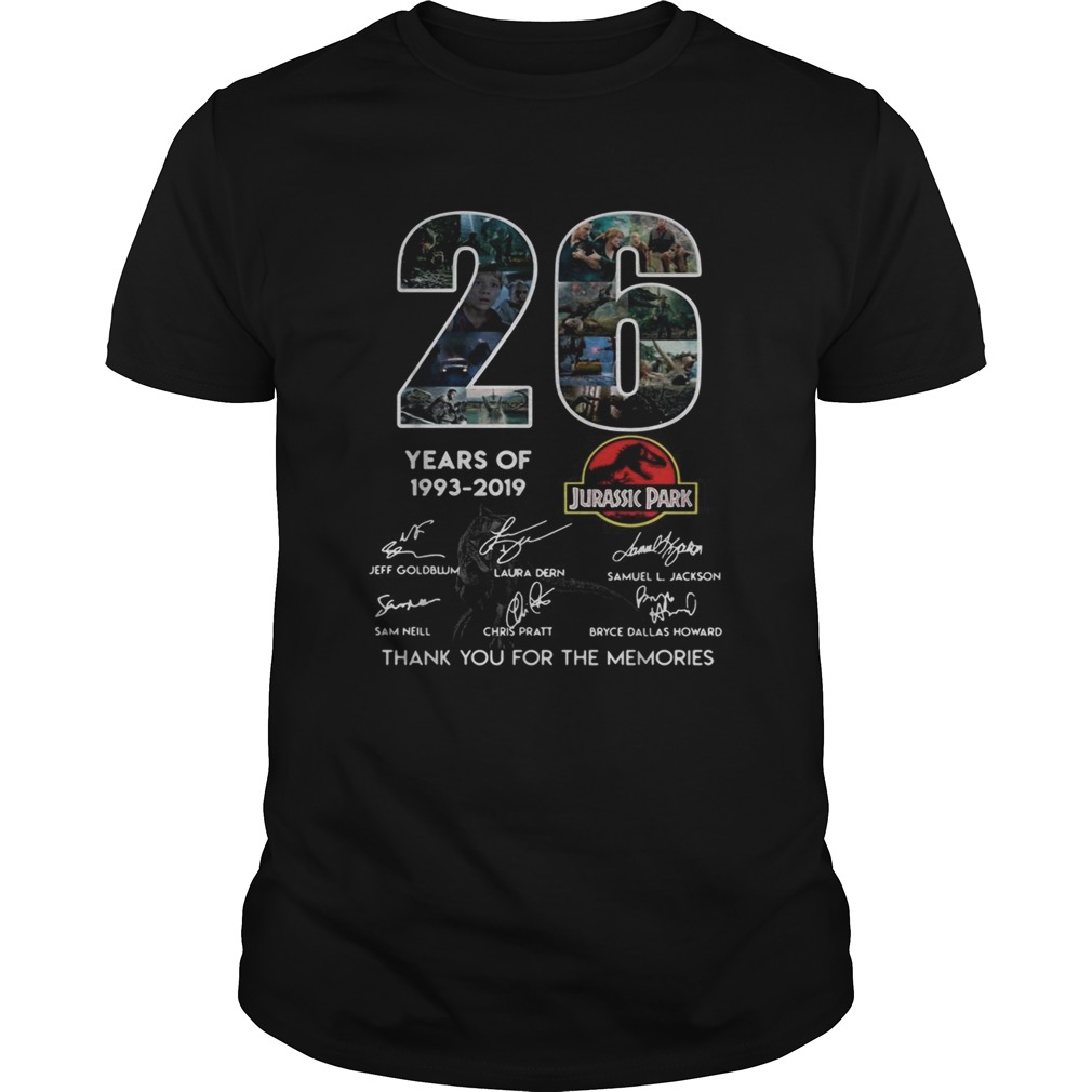 26 years of Jurassic Park 1993 2019 signature shirt 26 years of Jurassic Park 1993 2019 signature shirt