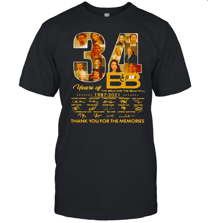 34 Years Of B&B The Bold And The Beautiful 1987 2021 Signatures Thank You For The Memories T-shirt 34 Years Of B&B The Bold And The Beautiful 1987 2021 Signatures Thank You For The Memories T-shirt