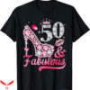 50 And Fabulous T-Shirt Pink Flower T-Shirt Trending