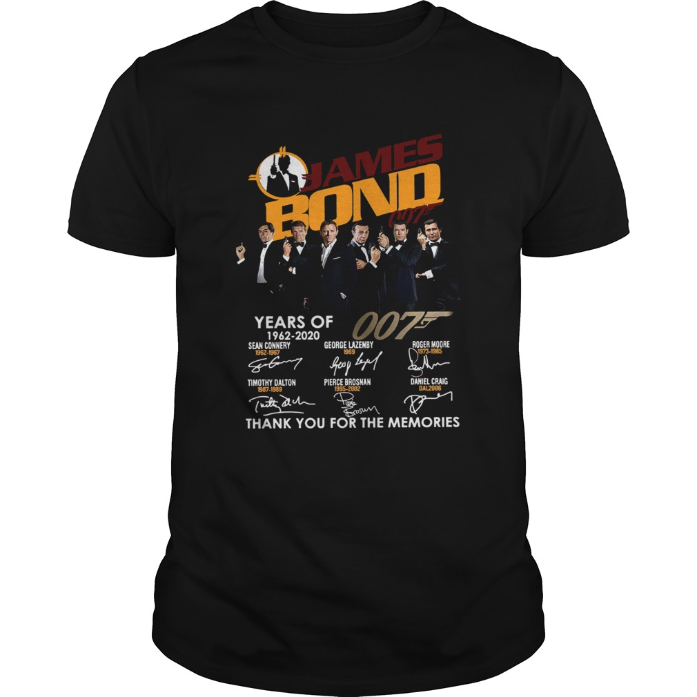 58 Years Of James Bond 007 Thank You For The Memories Signatures shirt 58 Years Of James Bond 007 Thank You For The Memories Signatures shirt