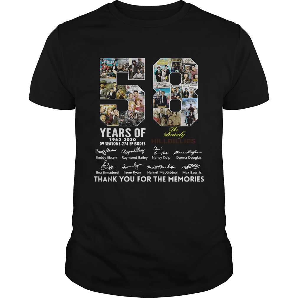58 Years of The Beverly Hillbillies 1962 2020 thank you for the memories shirt 58 Years of The Beverly Hillbillies 1962 2020 thank you for the memories shirt