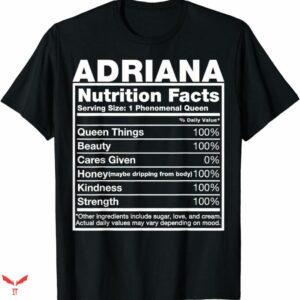Adriana Lima T-shirt Nutrition Table