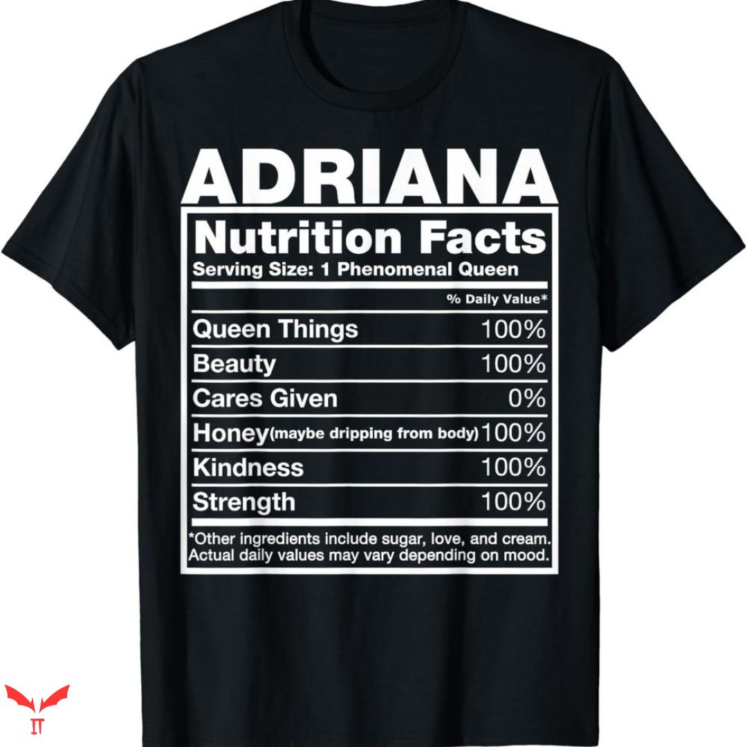 Adriana Lima T-shirt Nutrition Table Adriana Lima T-shirt Nutrition Table
