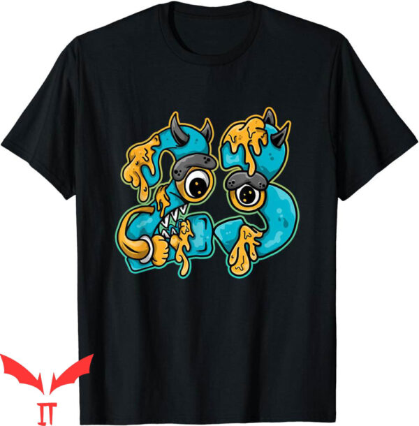 Aqua 5 T-Shirt Number 23 Drip Yellow Blue Retro Matching