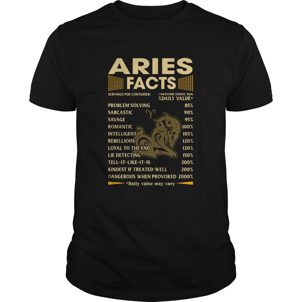 Aries Facts Serving per container Daily Value shirt Aries Facts Serving per container Daily Value shirt