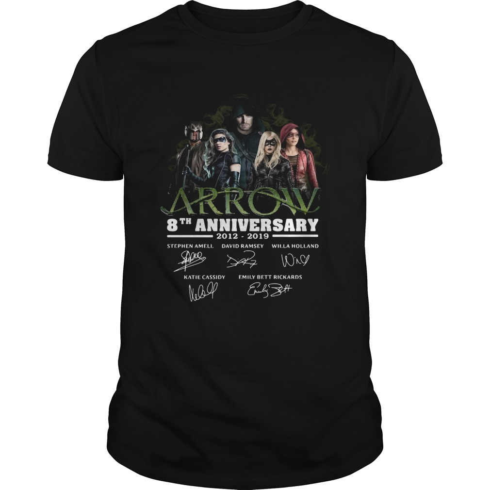 Arrow 8th Anniversary 20122019 Signatures shirt Arrow 8th Anniversary 20122019 Signatures shirt
