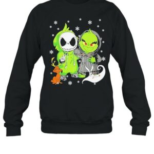 Baby Jack Skellington And Baby Grinch Happy Christmas Shirt
