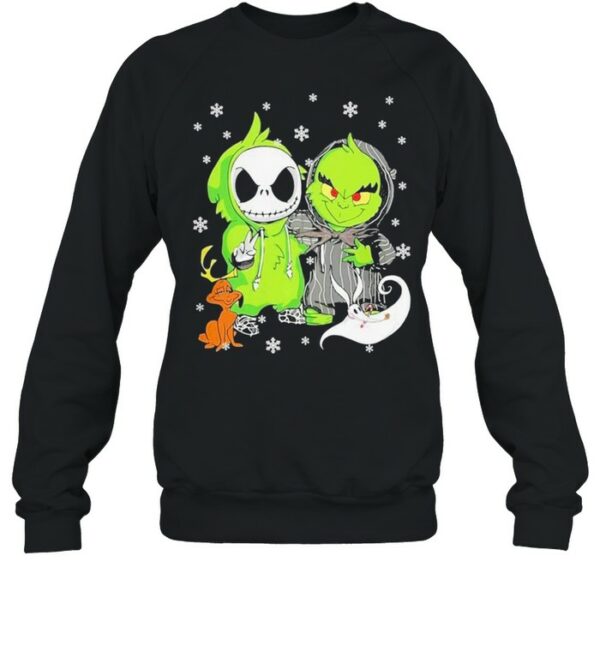 Baby Jack Skellington And Baby Grinch Happy Christmas Shirt