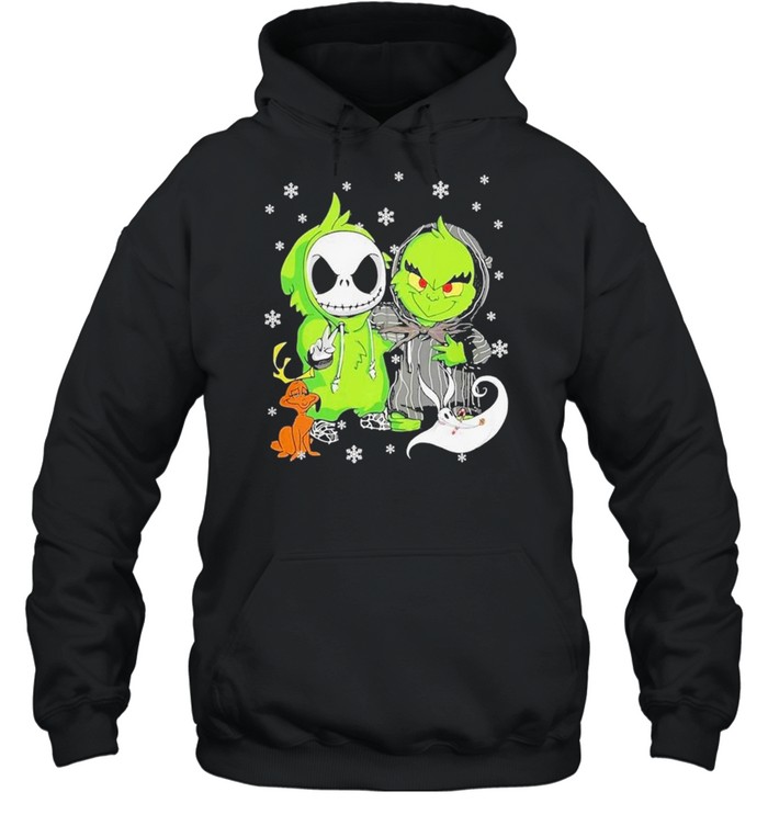 Baby Jack Skellington And Baby Grinch Happy Christmas Shirt Baby Jack Skellington And Baby Grinch Happy Christmas Shirt