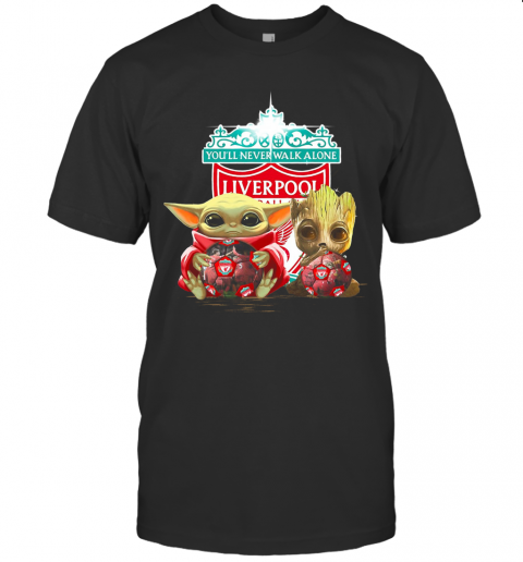 Baby Yoda And Baby Groot Hug Liverpool shirt T-Shirt Baby Yoda And Baby Groot Hug Liverpool shirt T-Shirt