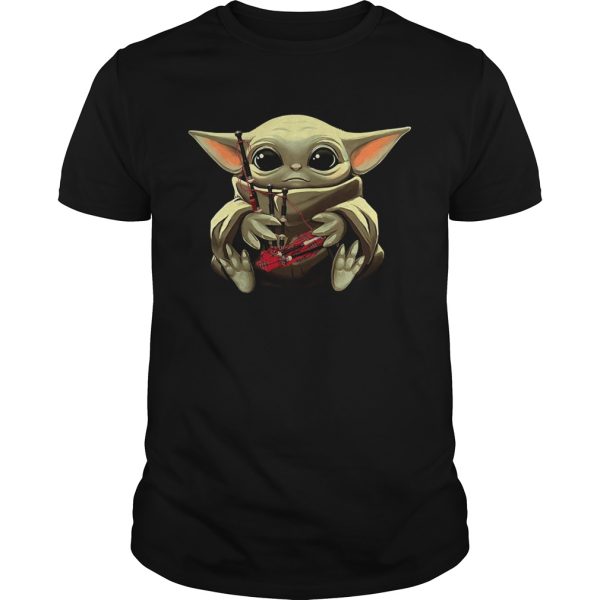 Baby Yoda Hug Bagpipes shirt