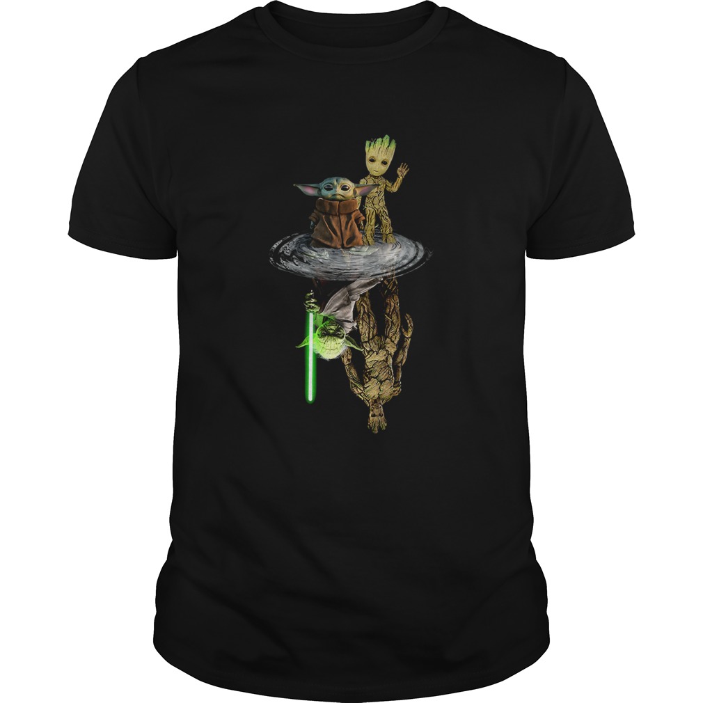 Baby Yoda and Baby Groot Water Reflection Master Yoda and Groot shirt Baby Yoda and Baby Groot Water Reflection Master Yoda and Groot shirt