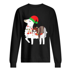 Beautiful Christmas Ugly Sweaters Sloth Riding Llama Hat Alpaca shirt