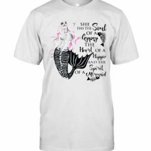 Beautiful Mermaid Skull She Has The Soul Of A Gypsy The Heart Of A Hippie T-Shirt
