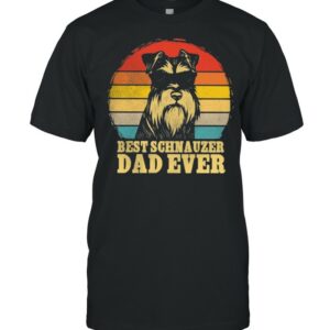 Best Schnauzer dad ever sunset retro shirt
