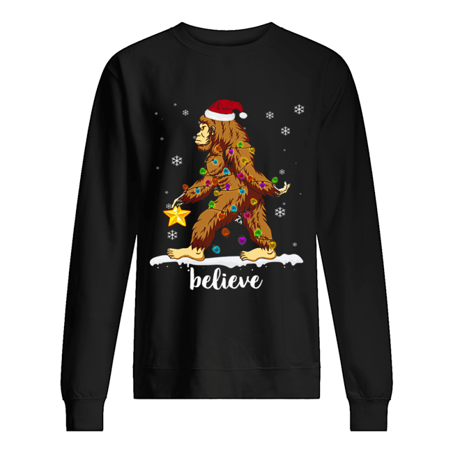 Bigfoot Christmas Tree Believe Tshirt Bigfoot Christmas Tree Believe Tshirt