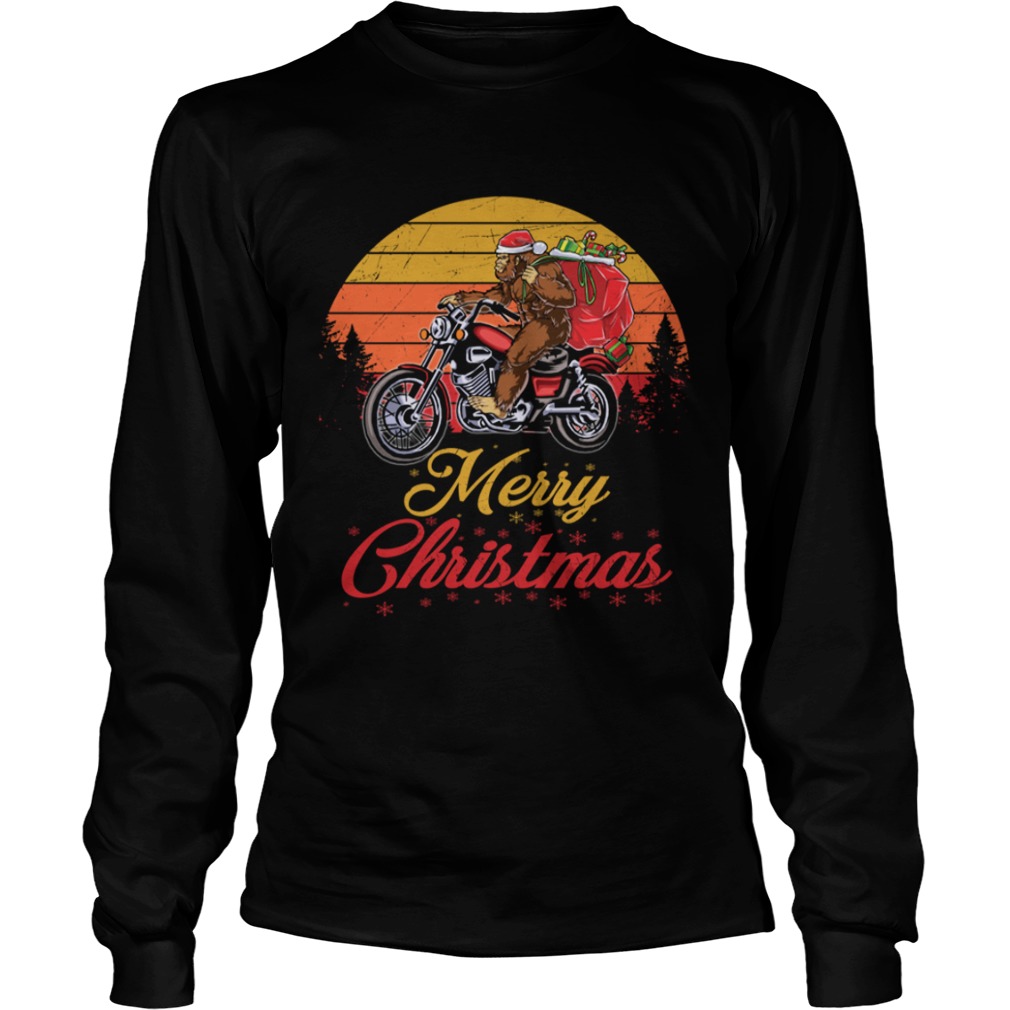 Bigfoot Santa Riding Motorcycle Delivers Christmas Gifts TShirt Bigfoot Santa Riding Motorcycle Delivers Christmas Gifts TShirt