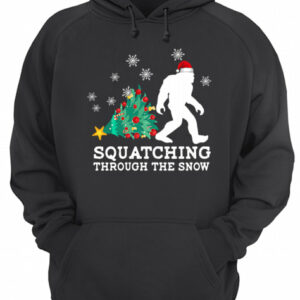 Bigfoot Santa Squatching Through The Snow Christmas shirt 3
