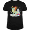 Bigfoot Sasquatch Riding Dinosaur T Rex Christmas Shirt