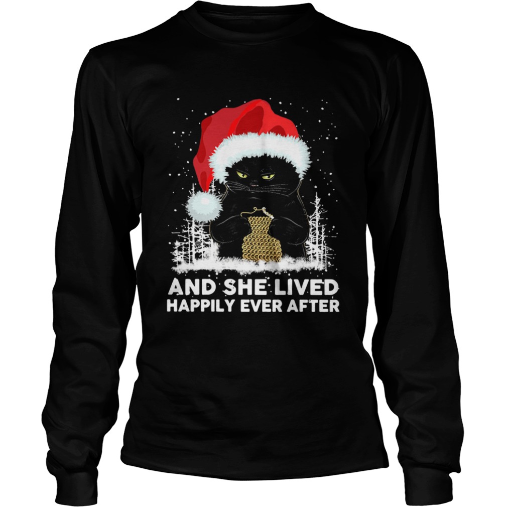 Black Cat And She Lived Happily Ever After Christmas shirt Black Cat And She Lived Happily Ever After Christmas shirt