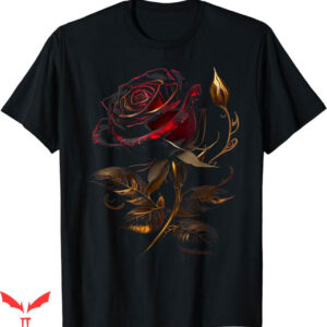 Black Rose T-Shirt Deep Red Black And Gold Rose Trending