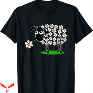 Black Sheep T-Shirt Cute Sheep With Flower Wool T-Shirt