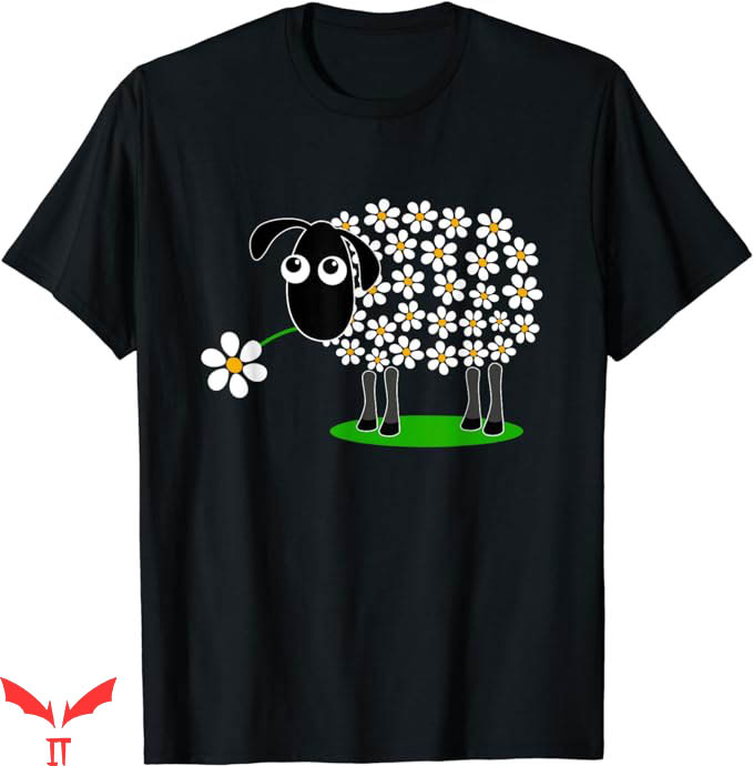 Black Sheep T-Shirt Cute Sheep With Flower Wool T-Shirt Black Sheep T-Shirt Cute Sheep With Flower Wool T-Shirt