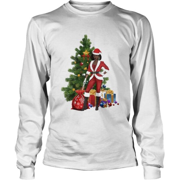 Black Women Santa Claus Style Christmas shirt