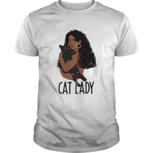 Black woman cat lady shirt