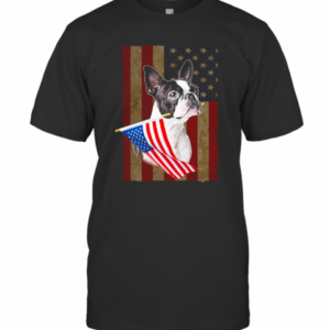 Boston Terrier Proud Of America Flag T-Shirt