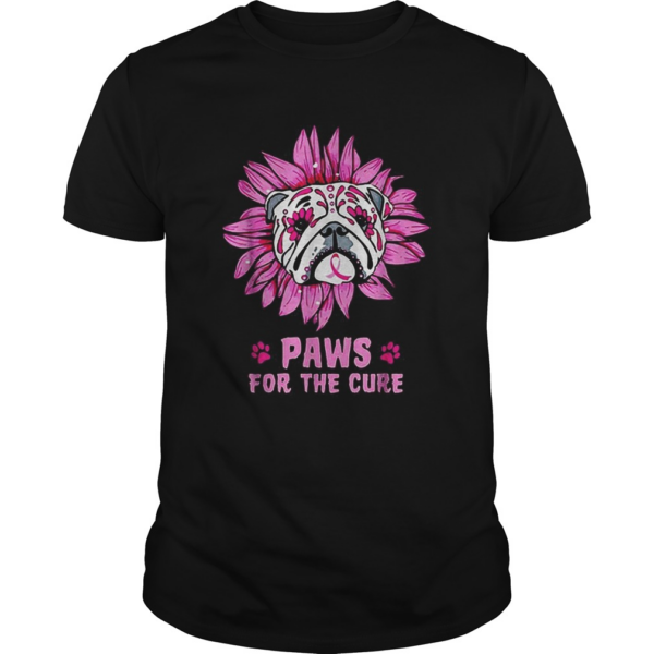 Bulldog paws for the cure Breast Cancer Awareness shirt