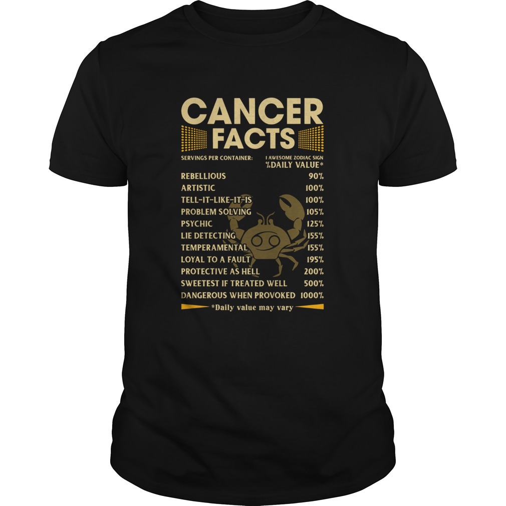 Cancer Facts Serving per container Daily Value shirt Cancer Facts Serving per container Daily Value shirt