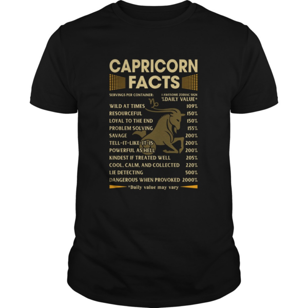 Capricorn Facts Serving per container Daily Value shirt