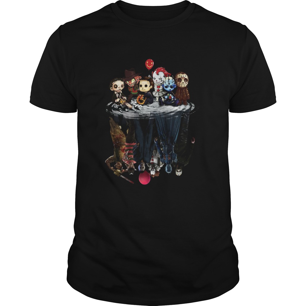 Chibi Horror characters water reflections shirt Chibi Horror characters water reflections shirt