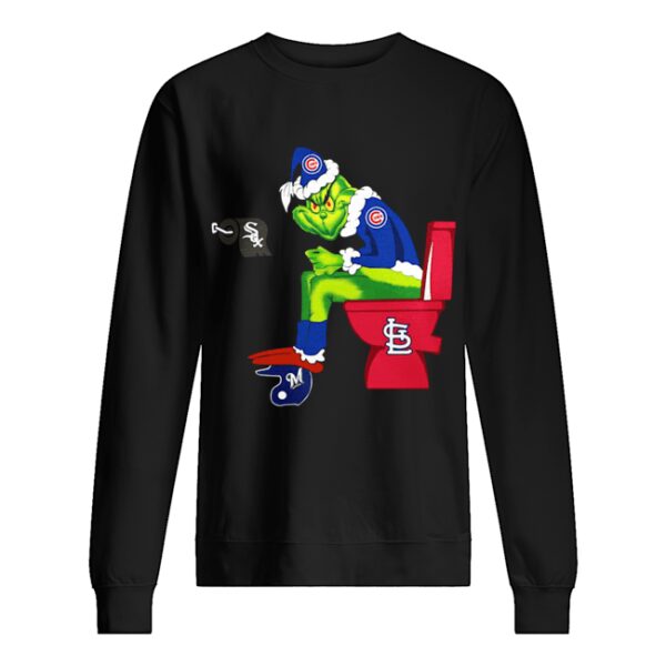 Chicago Cubs Grinch Santa Sitting St.Louis Cardinals Chicago White Sox Milwaukee Brewers shirt