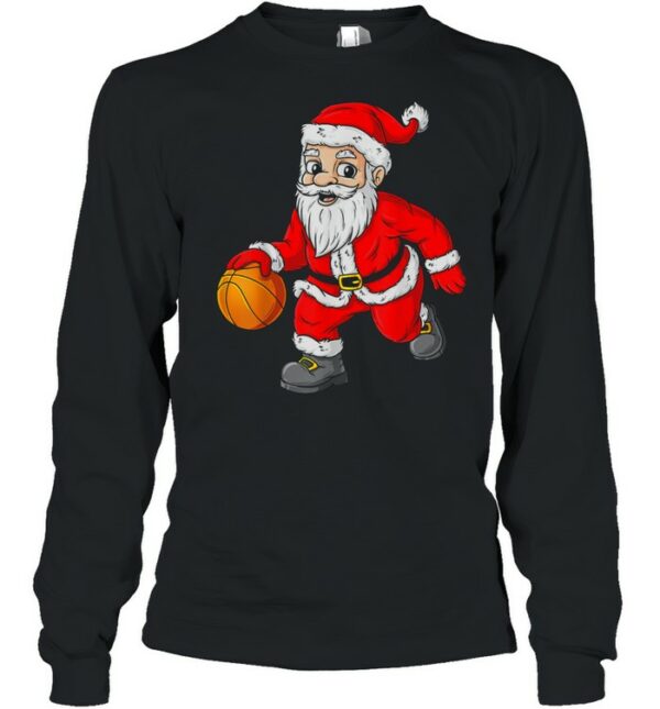 Christmas Santa Claus Dribbling A Basketball Xmas shirt