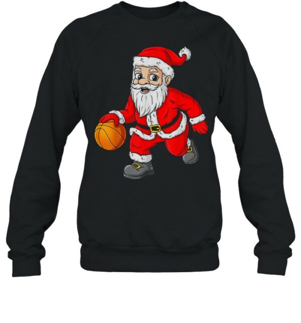 Christmas Santa Claus Dribbling A Basketball Xmas shirt