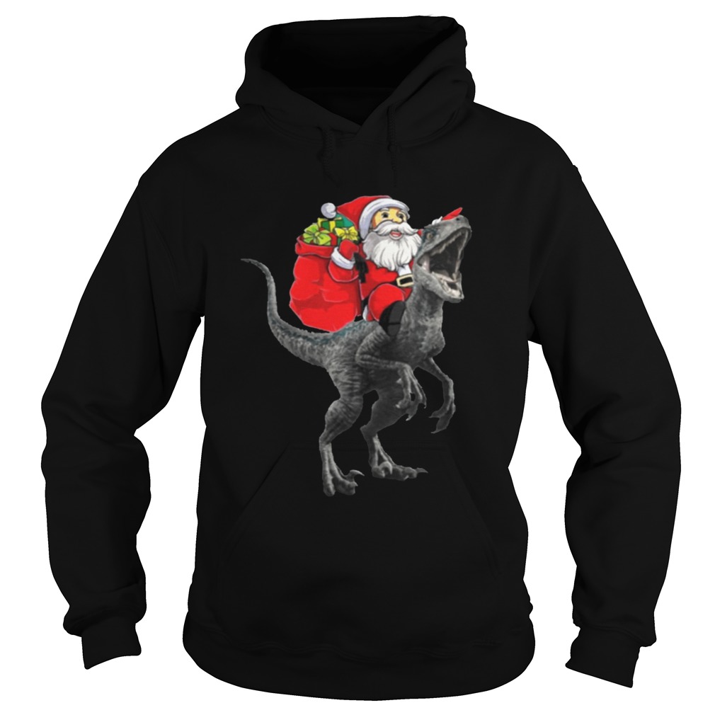 Christmas Santa Riding A Velociraptor Blue Shirt Christmas Santa Riding A Velociraptor Blue Shirt